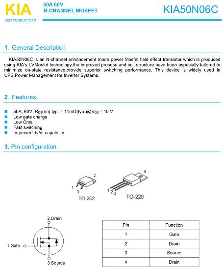 MOS,50N06,50A/60V